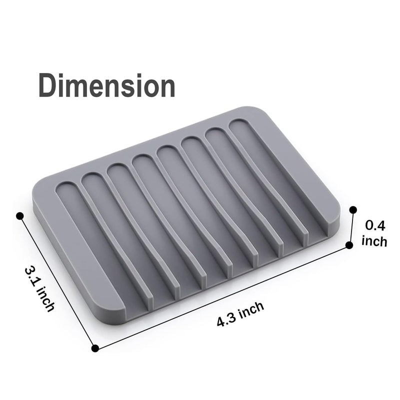 STORE 2508 Store2508 Pack of 3 Silicone Self Draining Soap Dish Holder for Bathroom Kitchen Grey White Teal - Image 2