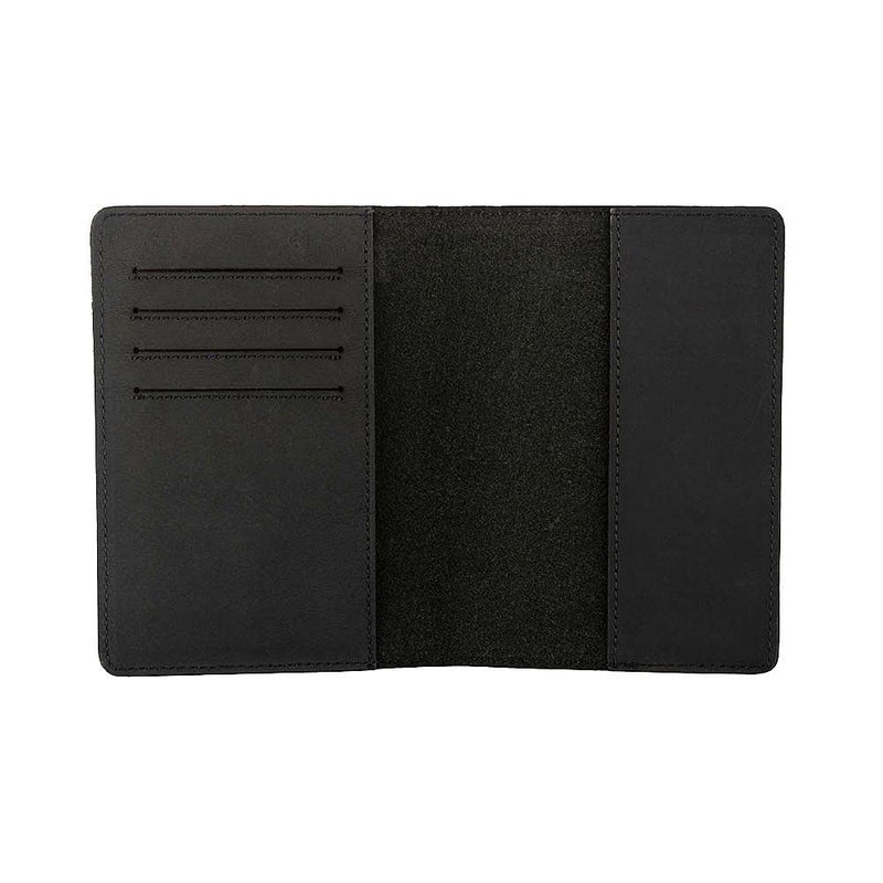 AGBIADD حامل جواز سفر من الجلد الطبيعي محفظة سفر غلاف جواز سفر RFID للنساء والرجال (أسود) - Image 3