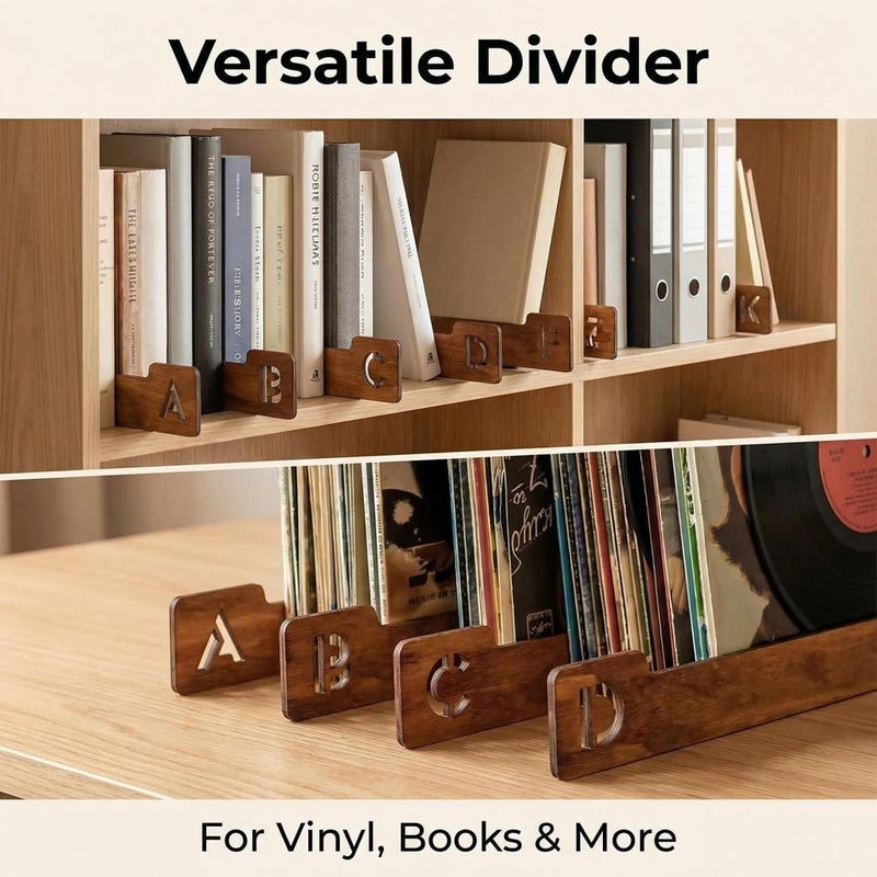 Jxueych Vinyl Record Dividers - Alphabetical A-Z Wooden Record Holder Organizer Guides - Image 4