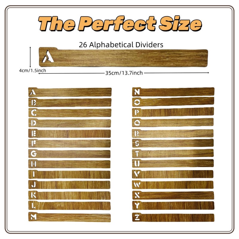 Jxueych Vinyl Record Dividers - Alphabetical A-Z Wooden Record Holder Organizer Guides - Image 2