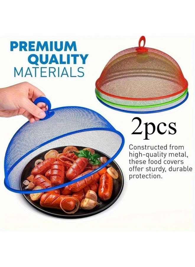 Red Heavy Duty Outdoor Food Covers 2pcs Insectproof Stackable Easy Clean For Picnics Camping BBQs - Image 1
