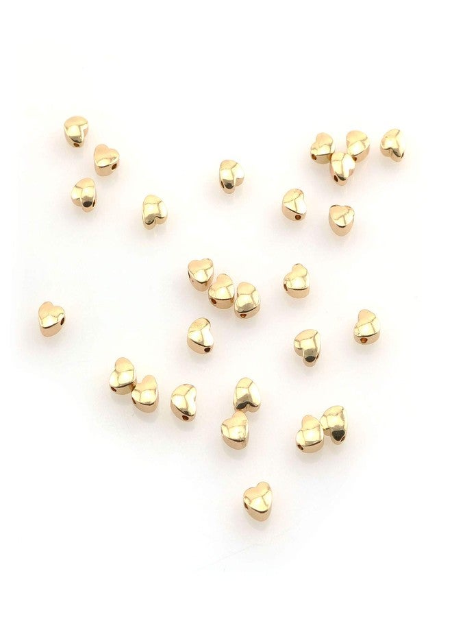 Tegg Spacer Bead 20PCS Heart Shaped 24K Gold Plated Metal Beads Loose Bead for Jewelry Making Bracelets Necklace DIY Craft Work 6x6x3mm - Image 1