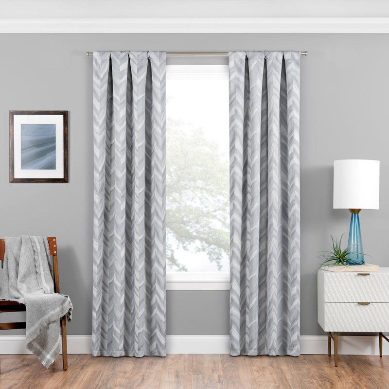 ECLIPSE Blackout Curtains for Bedroom  Haley 37 x 84 Thermal Insulated Single Panel Rod Pocket Room Darkening Curtains for Living Room Silver - Image 1