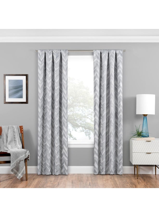 ECLIPSE Blackout Curtains for Bedroom  Haley 37 x 84 Thermal Insulated Single Panel Rod Pocket Room Darkening Curtains for Living Room Silver - Image 4