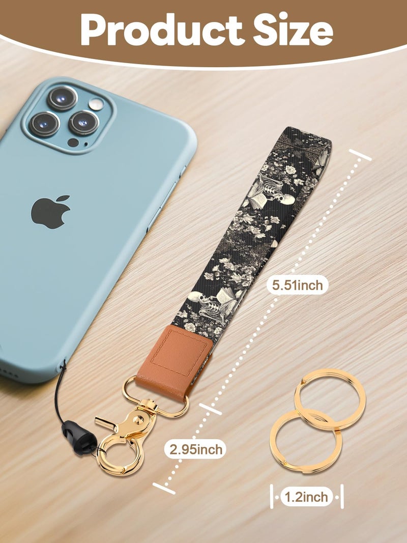 Handlein Wristlet Keychain for Women and Men, Key Chain Holder, Wrist Lanyard for Keys (Black Skull) - Image 2