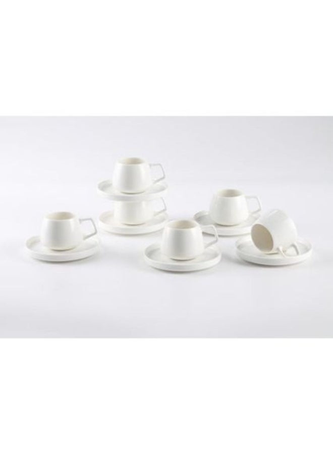 Shallow White Coffee Cup & Saucer Set for Serving - Image 3