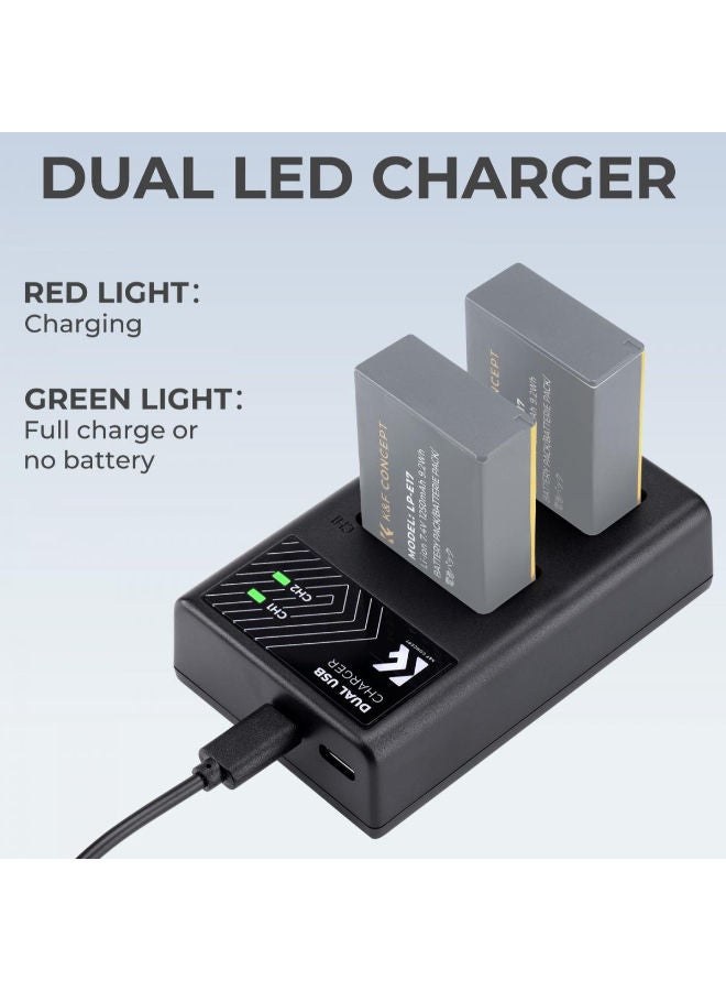 K&F Concept LP-E17 Camera Charger, Dual Slot Quick Charger for Canon EOS RP, Rebel T8i, T7i, T6i, T6s, SL2, SL3, EOS M3, M5, M6 Mark II, 77D, 200D, 750D, 760D, 800D, 8000D Camera (KF28.0008) - Image 2
