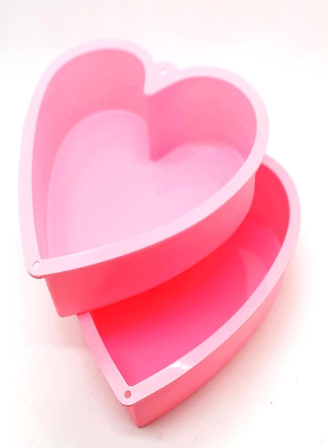 JNXHON Nonstick Silicone Heart Cake Mold, Heart Cake Pan Set for Brownies, Food Grade Silicone, Nonstick Easy Clean, Freezer, Microwave and Oven Safe, Pink, 9 Inch - Image 4