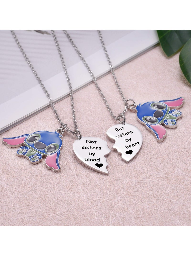 Barakah Best Friend Stitch Necklace, Friendship Matching Heart Necklace for 2 Girls, Lilo and Stitch Jewelry for Friends, BFF Bestie - Image 3