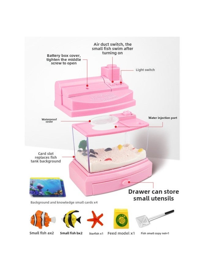 Children's Simulation Fish Tank Toy Electric Mini Aquarium Light Fishing Children's Toy Shaking Sound Generation-Color:Sakura Powder - Image 4