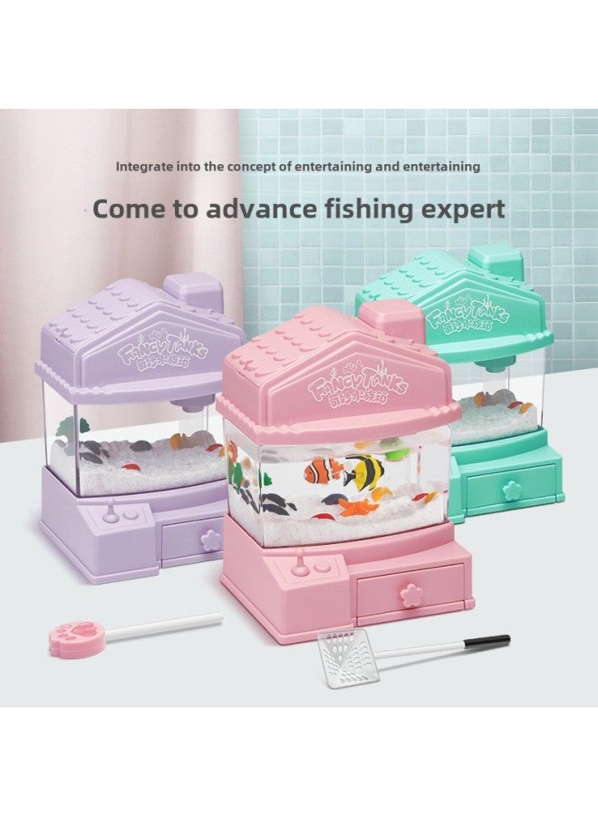 Children's Simulation Fish Tank Toy Electric Mini Aquarium Light Fishing Children's Toy Shaking Sound Generation-Color:Sakura Powder - Image 2