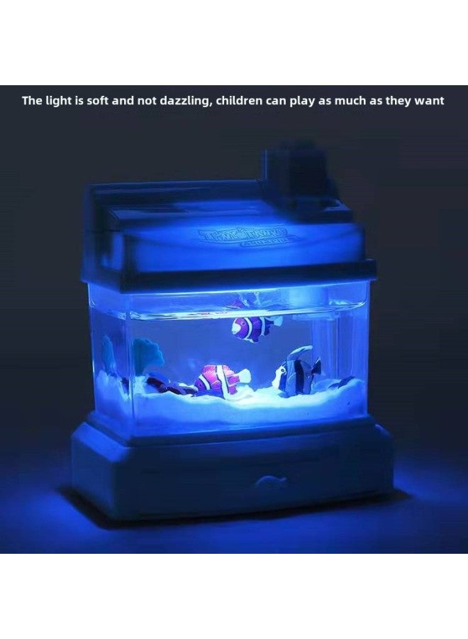 Children's Simulation Fish Tank Toy Electric Mini Aquarium Light Fishing Children's Toy Shaking Sound Generation-Color:Sakura Powder - Image 3