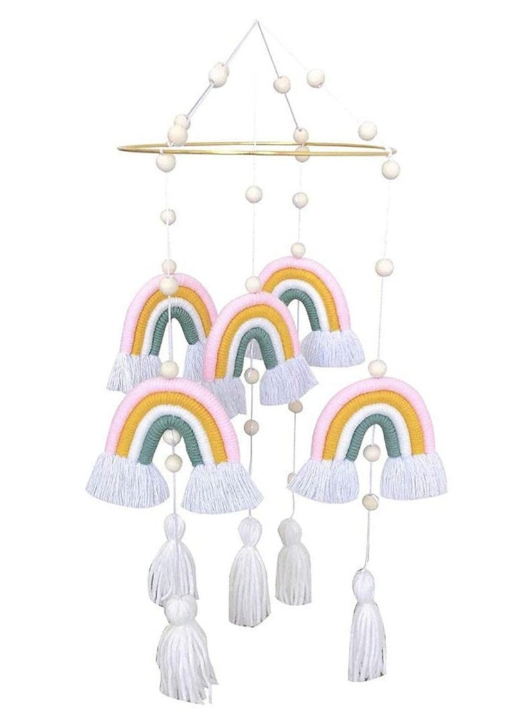 Excefore - Baby Wind Chimes,Mobile Baby Cot Mobile Wind Chime Rattle Toy Macrame Rainbow Nursery Hanging Bed Bell Gift for Baby Nursery, Home Decoration, Unique Wind Chimes - Image 1