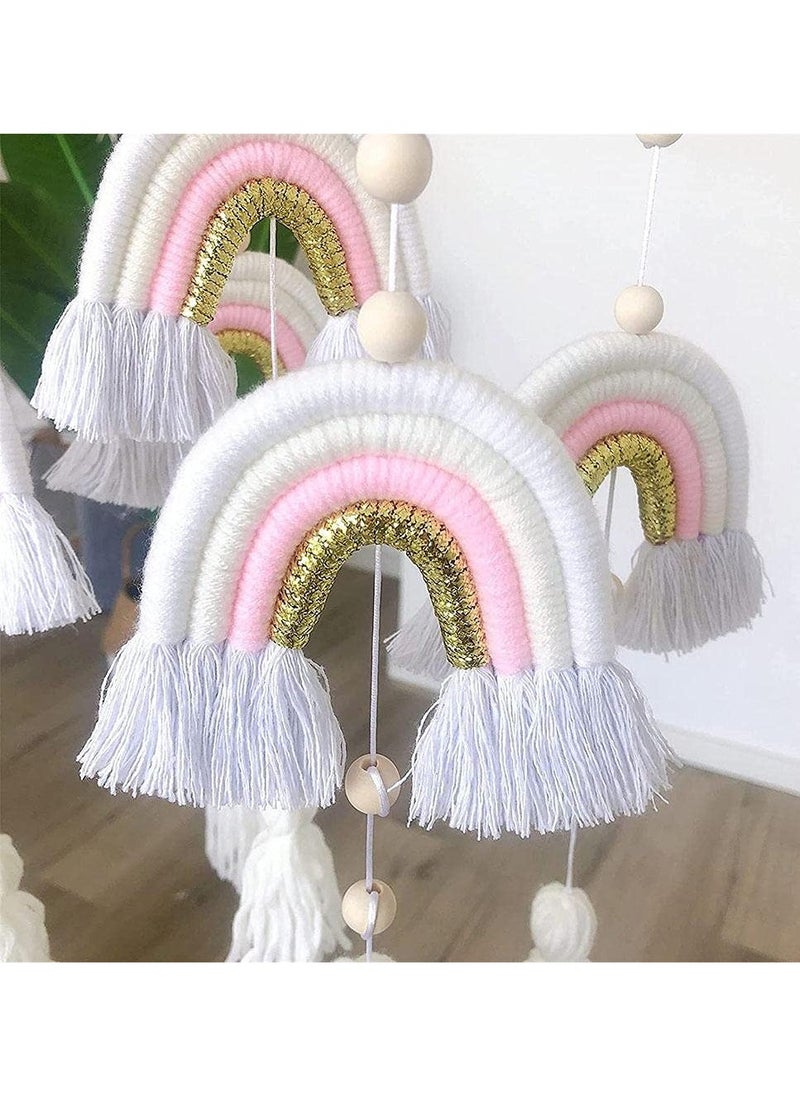 Excefore - Baby Wind Chimes,Mobile Baby Cot Mobile Wind Chime Rattle Toy Macrame Rainbow Nursery Hanging Bed Bell Gift for Baby Nursery, Home Decoration, Unique Wind Chimes - Image 1