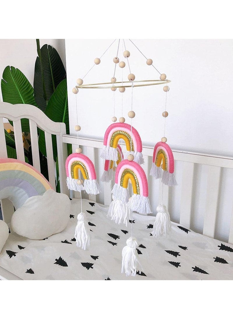 Excefore - Baby Wind Chimes,Mobile Baby Cot Mobile Wind Chime Rattle Toy Macrame Rainbow Nursery Hanging Bed Bell Gift for Baby Nursery, Home Decoration, Unique Wind Chimes - Image 1