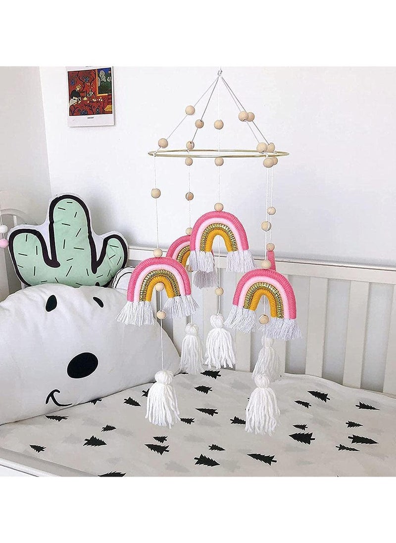 Excefore - Baby Wind Chimes,Mobile Baby Cot Mobile Wind Chime Rattle Toy Macrame Rainbow Nursery Hanging Bed Bell Gift for Baby Nursery, Home Decoration, Unique Wind Chimes - Image 1