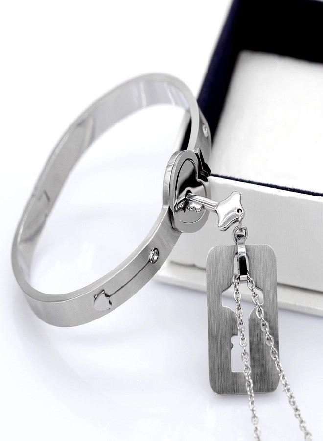 Uloveido مجموعة متطابقة له ولها من أوليفيدو - سوار بقلادة قفل ومفتاح من التيتانيوم "فقط أنت لديك مفتاحي" لحبيبتك وحبيبك SN300 - Image 3
