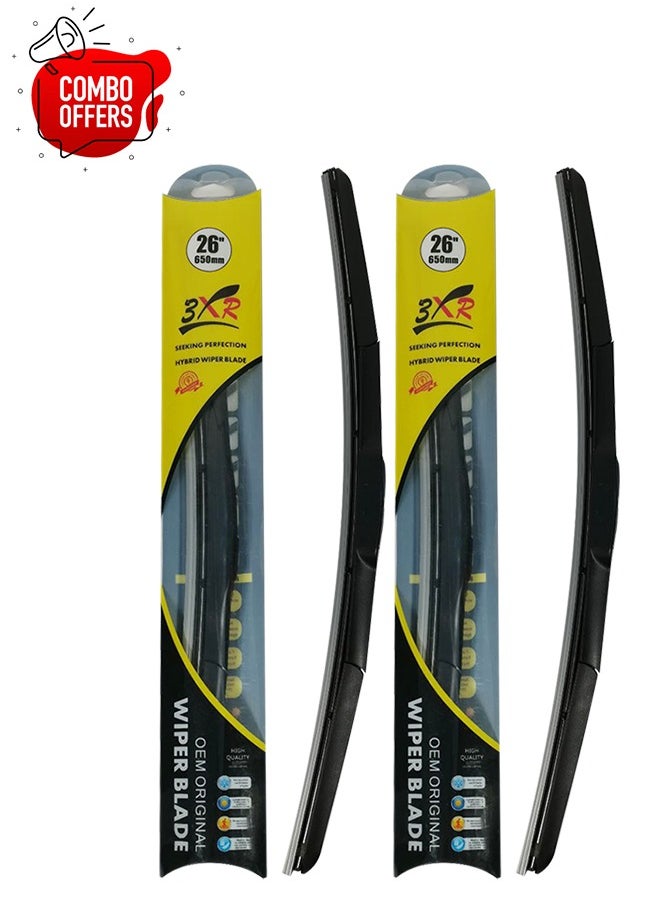 3XR Combo Buy 2Pcs  3XR Car Wiper Blade 26" 650mm Hybrid Wiper All Season Universal Car Wiper Blade  - Image 1