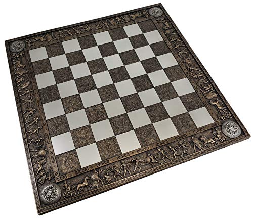 HPL 17 Greek Mythology Chess Board 1 58 inch Square Bronze and Pewter Color Medusa - Image 5