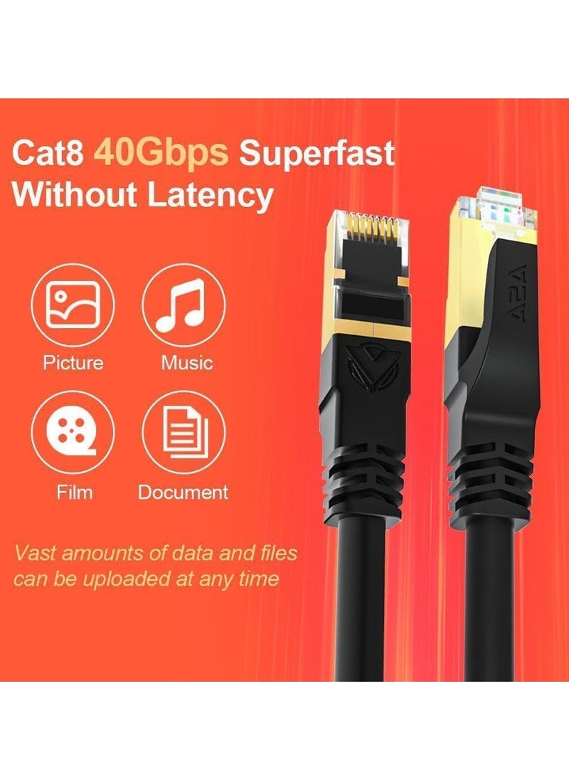 ASA High Speed ​​40Gbps 2000MHz Cat8 Ethernet Cable RJ45 Network Internet LAN Wire Compatible with Game Consoles, PC, PS5, PS4, Xbox, Modem, Router, WiFi Extender, Patch Panel - 0.5m Black  - Image 5