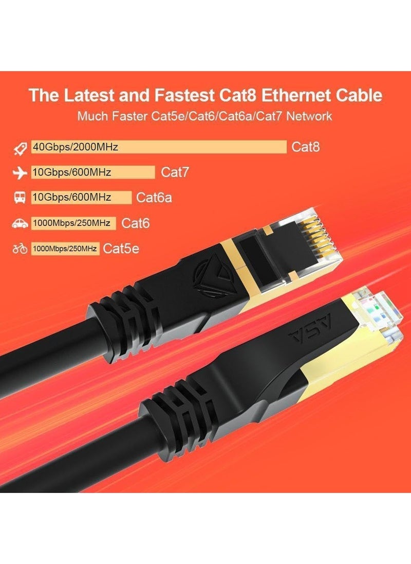 ASA High Speed ​​40Gbps 2000MHz Cat8 Ethernet Cable RJ45 Network Internet LAN Wire Compatible with Game Consoles, PC, PS5, PS4, Xbox, Modem, Router, WiFi Extender, Patch Panel - 0.5m Black  - Image 4