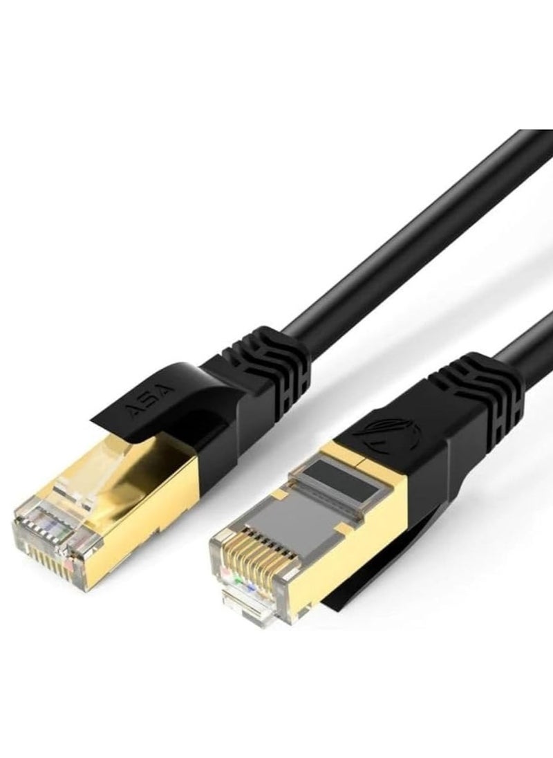 ASA High Speed ​​40Gbps 2000MHz Cat8 Ethernet Cable RJ45 Network Internet LAN Wire Compatible with Game Consoles, PC, PS5, PS4, Xbox, Modem, Router, WiFi Extender, Patch Panel - 0.5m Black  - Image 1