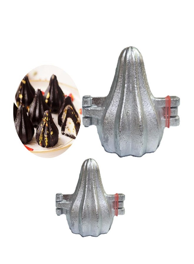 Skytail Steel Aluminium Small & Big Size Modak Moulds Pack of 2 for Ganpati Bappa Ganesh Chaturti Diwali Festival Celebration Pooja Handmade Indian Sweets Prasad Chocolate Mithai Cake Dumpling - Image 1