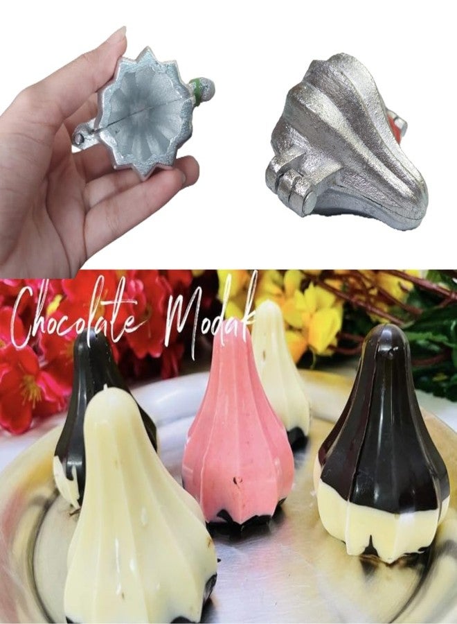 Skytail Steel Aluminium Small & Big Size Modak Moulds Pack of 2 for Ganpati Bappa Ganesh Chaturti Diwali Festival Celebration Pooja Handmade Indian Sweets Prasad Chocolate Mithai Cake Dumpling - Image 3