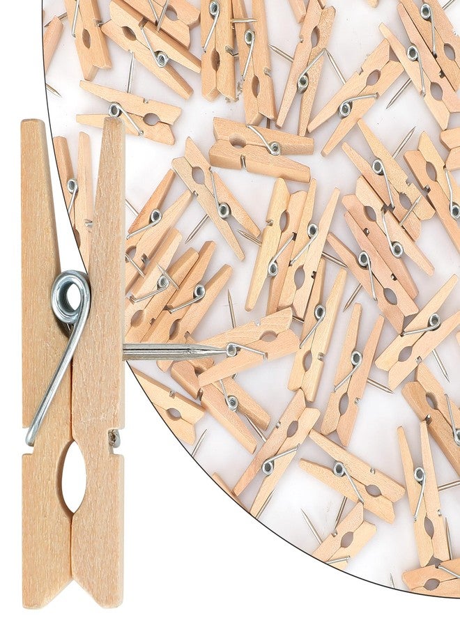 Senkary 60 Pieces Push Pins with Wooden Clips, Natural Wood Clothespin Pushpins Cute Decorative Thumb Tacks for Cork Board, Bulletin Board, Photos, Crafts, Classroom Office - Image 3