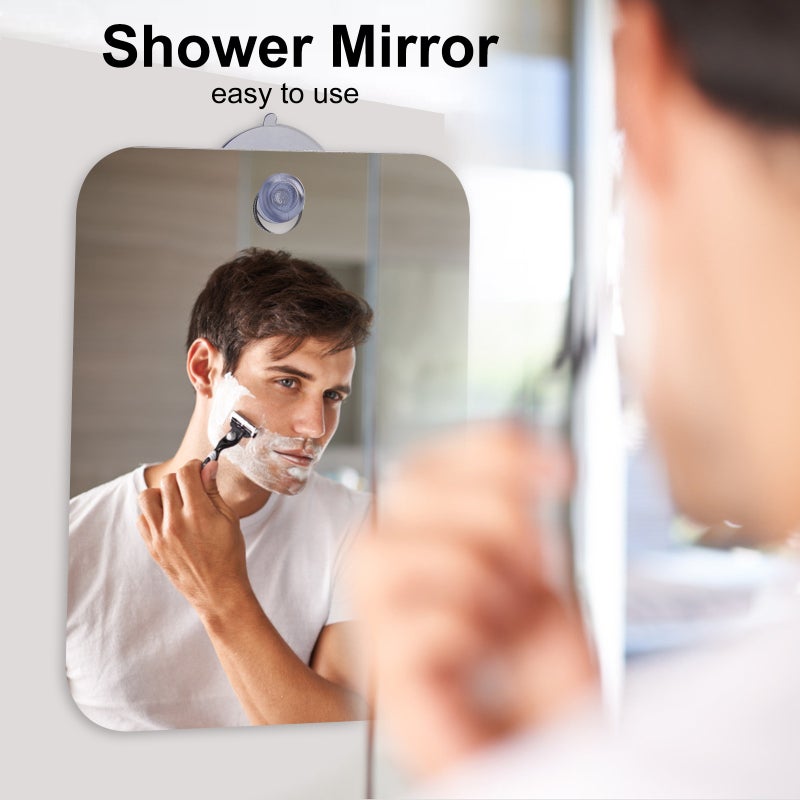 Shaving Mirror: Round Fog-Free Suction Cup Mirror - Shatterproof Plastic Mirror With Hook And Holders For Shower Shaving Travel Home Use - Image 4