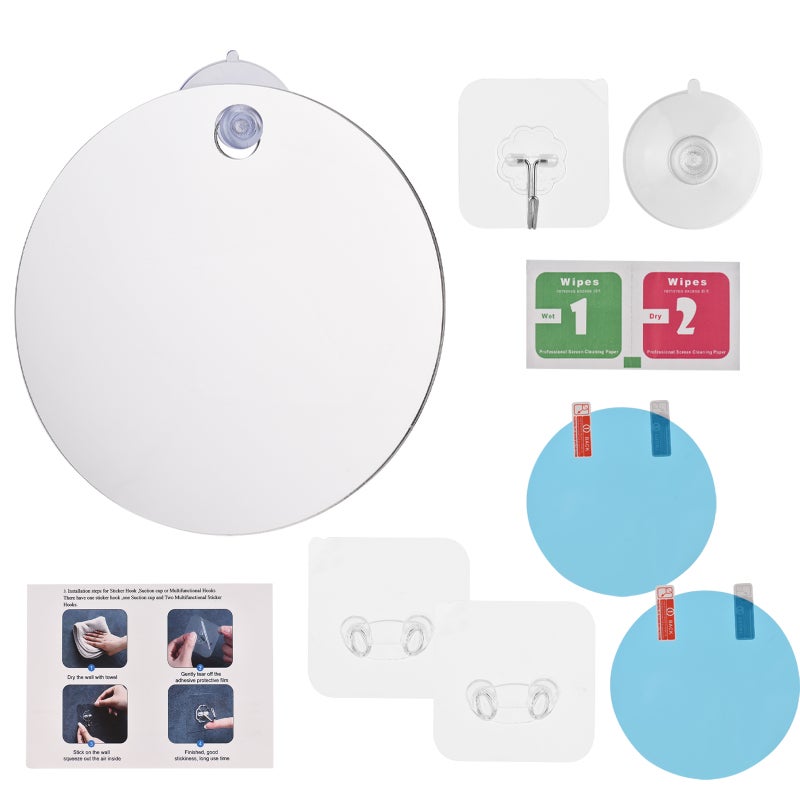Shaving Mirror: Round Fog-Free Suction Cup Mirror - Shatterproof Plastic Mirror With Hook And Holders For Shower Shaving Travel Home Use - Image 3