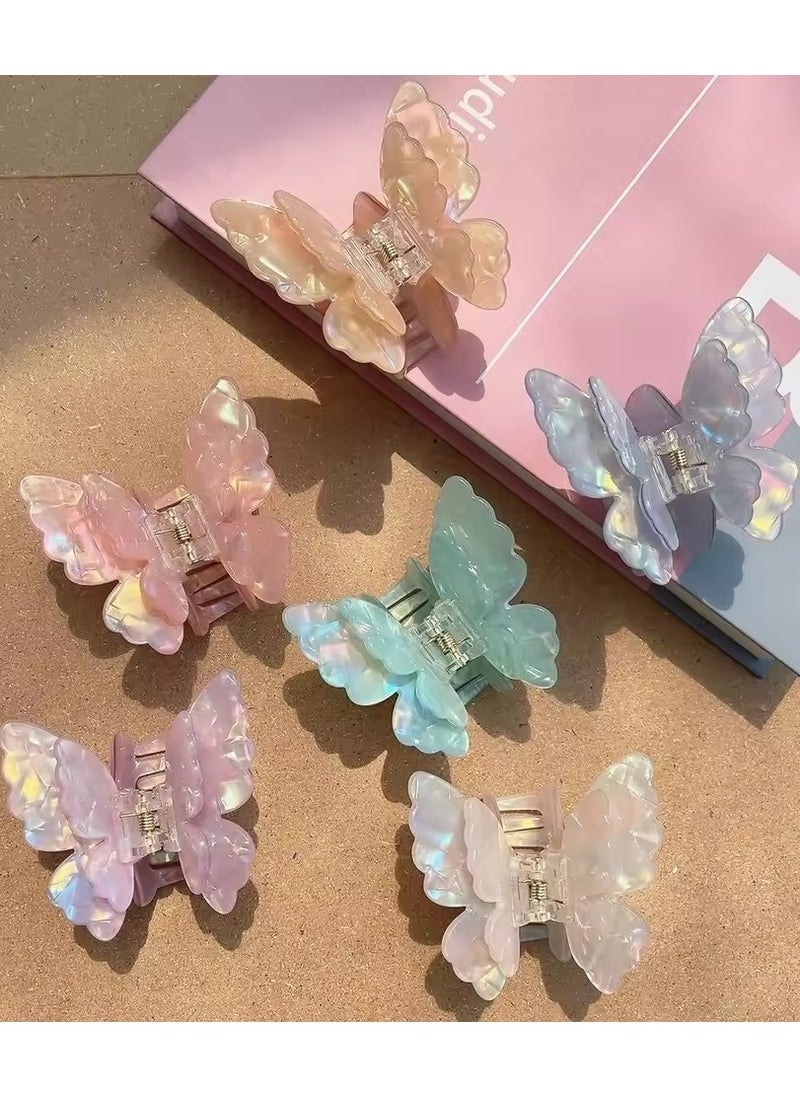 Goolsky Colorful Fairy Butterfly Hair Claw Acetate Sweet Princess Butterfly Crab Hair Clips for Women Girls Hairpin Hair Accessories  - Image 5