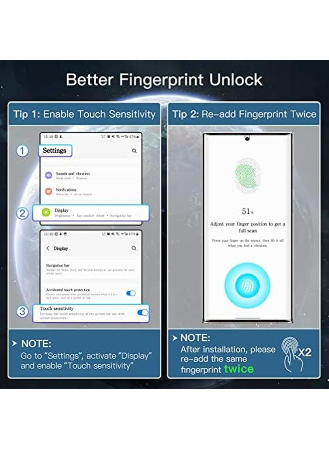 جي تيك واقي شاشة الخصوصية لهاتف Samsung Galaxy S23 Ultra 5G مقاس 6.8 بوصة مع واقي عدسة الكاميرا ومضاد للتجسس وطبقة مرنة من مادة TPU ومضادة للتجسس ومزودة بفتحة بصمة الإصبع، عبوة من قطعتين لكل منهما - Image 2