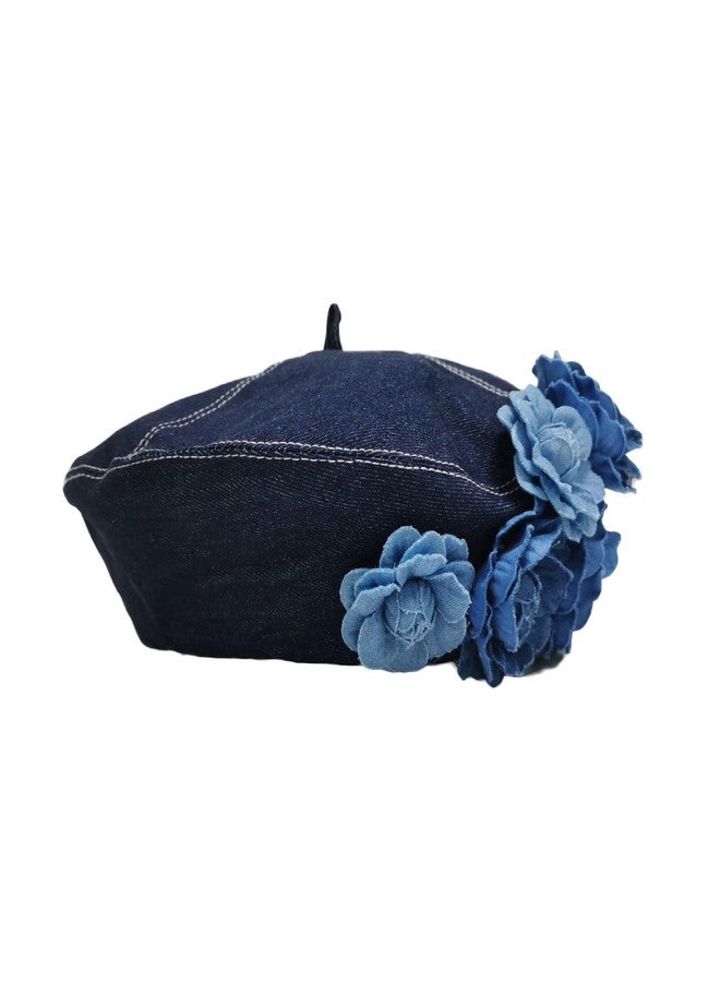 ZARSIO Denim Beret Hat for Women, French Artist Painter Beret Casual Sun Hat with Adjustable Strap (Dark Blue) - Image 4