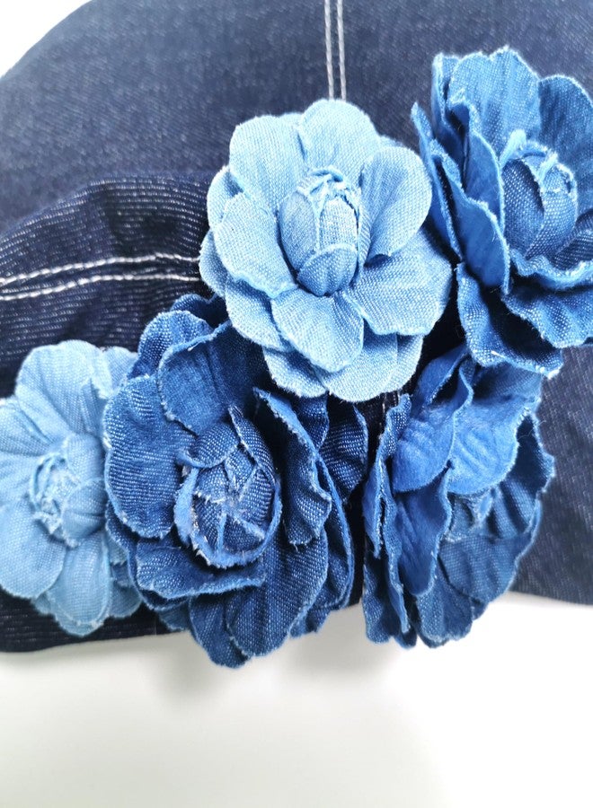 ZARSIO Denim Beret Hat for Women, French Artist Painter Beret Casual Sun Hat with Adjustable Strap (Dark Blue) - Image 5