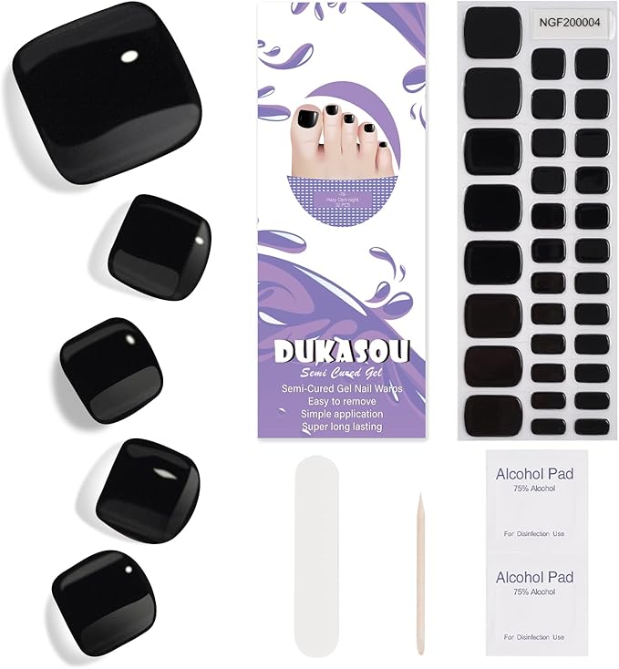 DUKASOU Gel Nail Stickers 32 Pcs SemiCured Gel Toe Nail Stickers Soft Full Wraps SelfAdhesive Toenail Stickers SalonQuality Gel Nail Strips UVLED Lamp Required