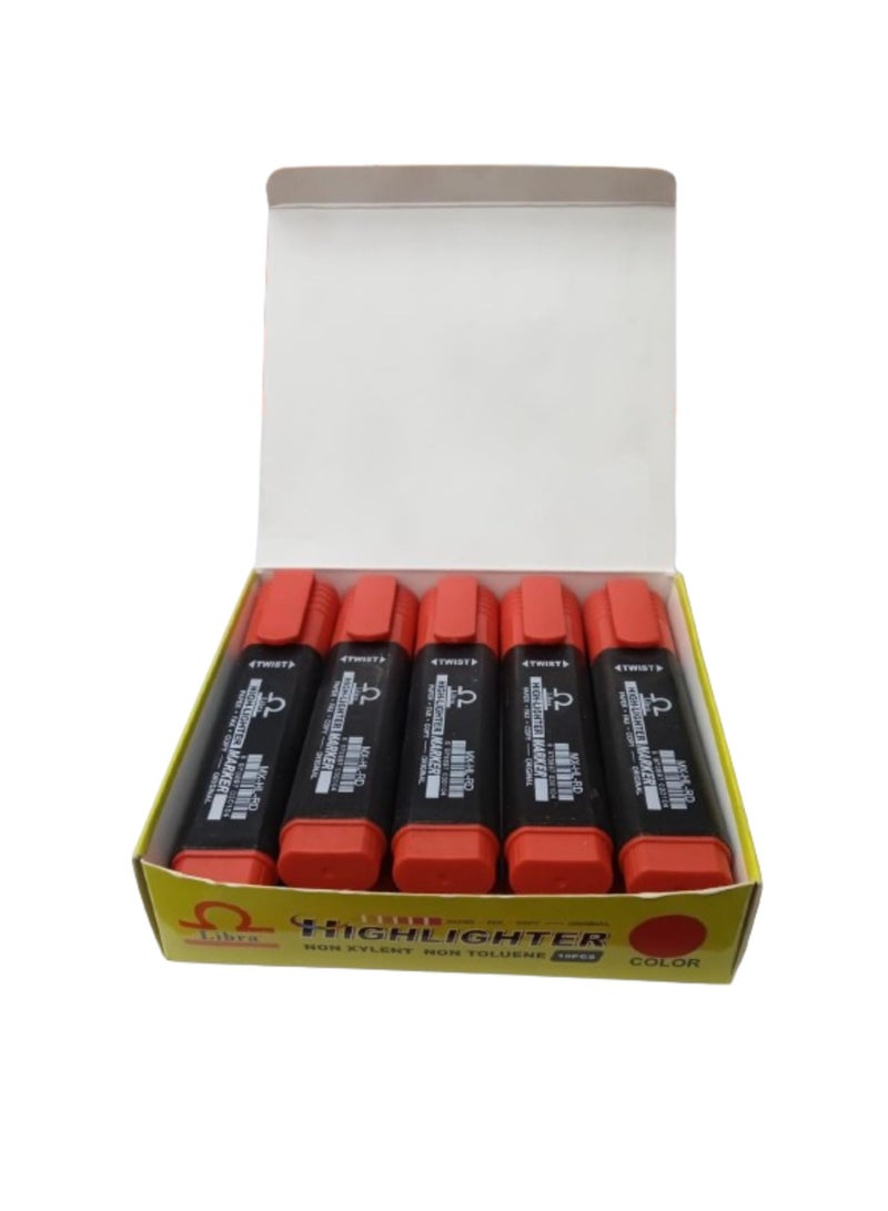 Libra highlighter (10 Pcs Per box) RED - Image 1