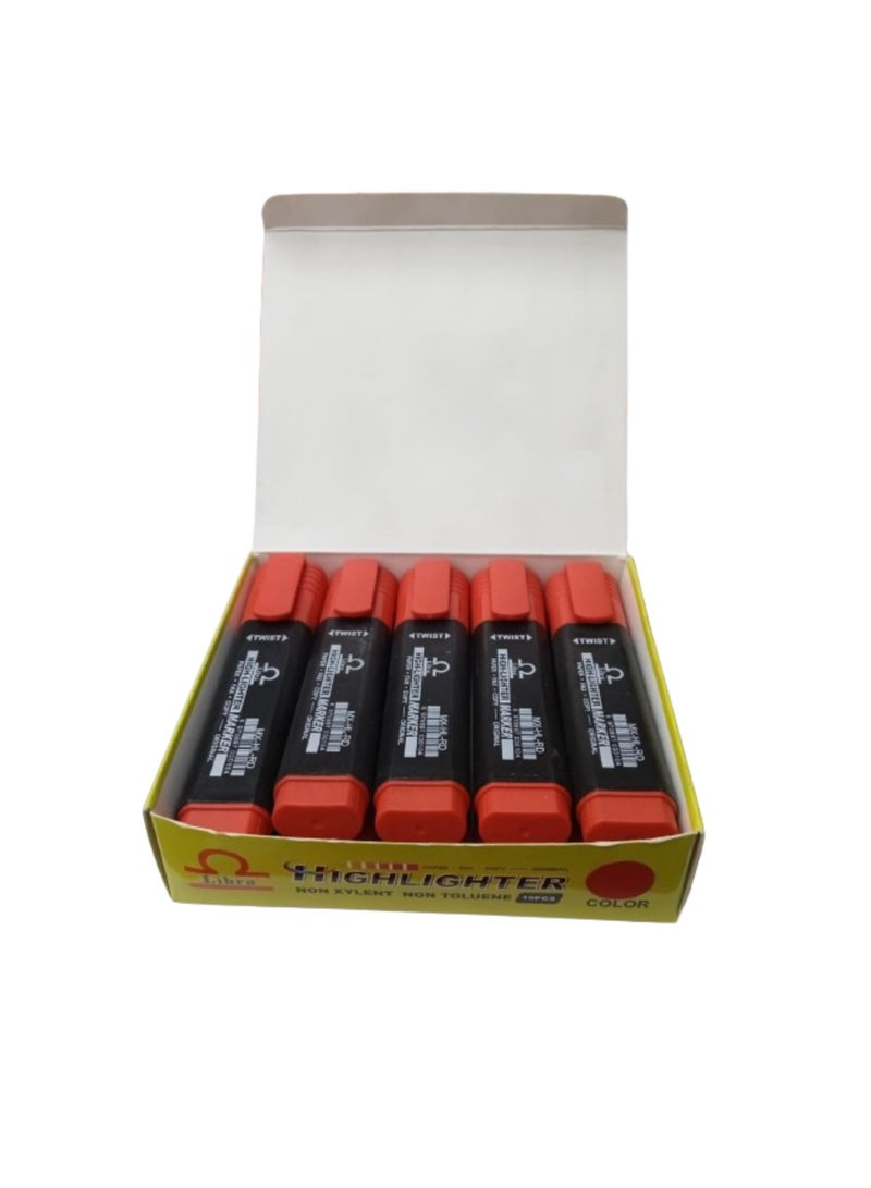 Libra highlighter (10 Pcs Per box) RED - Image 2