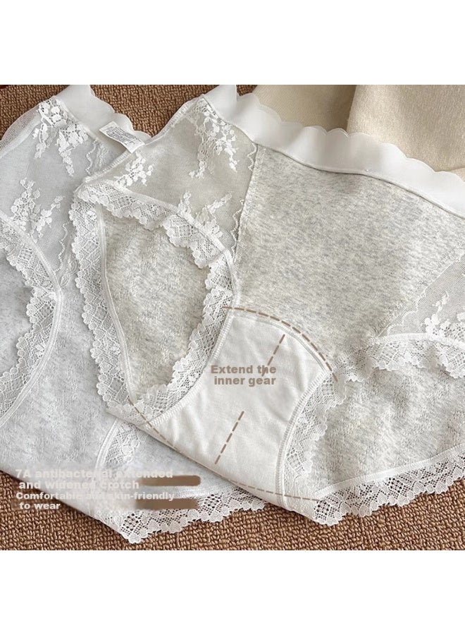 Madallo A-class Baby Cotton Women's Underwear Women's Pure Cotton Antibacterial Crotch Lace Girl's Underwear Mid-waist Triangle Pants - Image 3