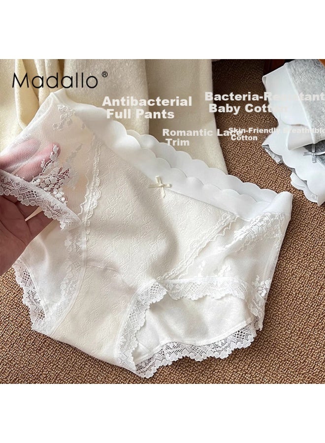 Madallo A-class Baby Cotton Women's Underwear Women's Pure Cotton Antibacterial Crotch Lace Girl's Underwear Mid-waist Triangle Pants - Image 2