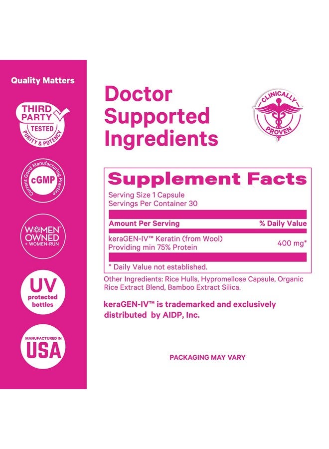 Pink Stork Keratin Hair Loss Supplement for Women - Clinically Studied KeraGEN-IV for Hair Care, Thinning, Shedding and Beauty - Hair Skin and Nails Support - Postpartum Hair Growth - 30 Capsules - Image 5