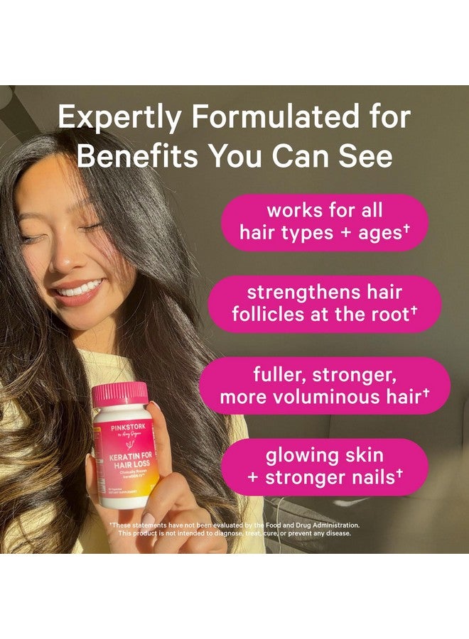 Pink Stork Keratin Hair Loss Supplement for Women - Clinically Studied KeraGEN-IV for Hair Care, Thinning, Shedding and Beauty - Hair Skin and Nails Support - Postpartum Hair Growth - 30 Capsules - Image 2