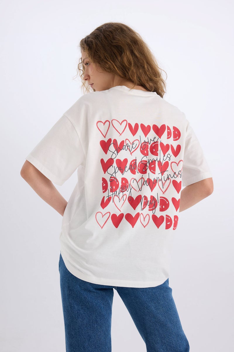 DeFacto White Woman SmileyWorld Oversize Crew Neck Back Printed T-Shirt Casual - Image 1