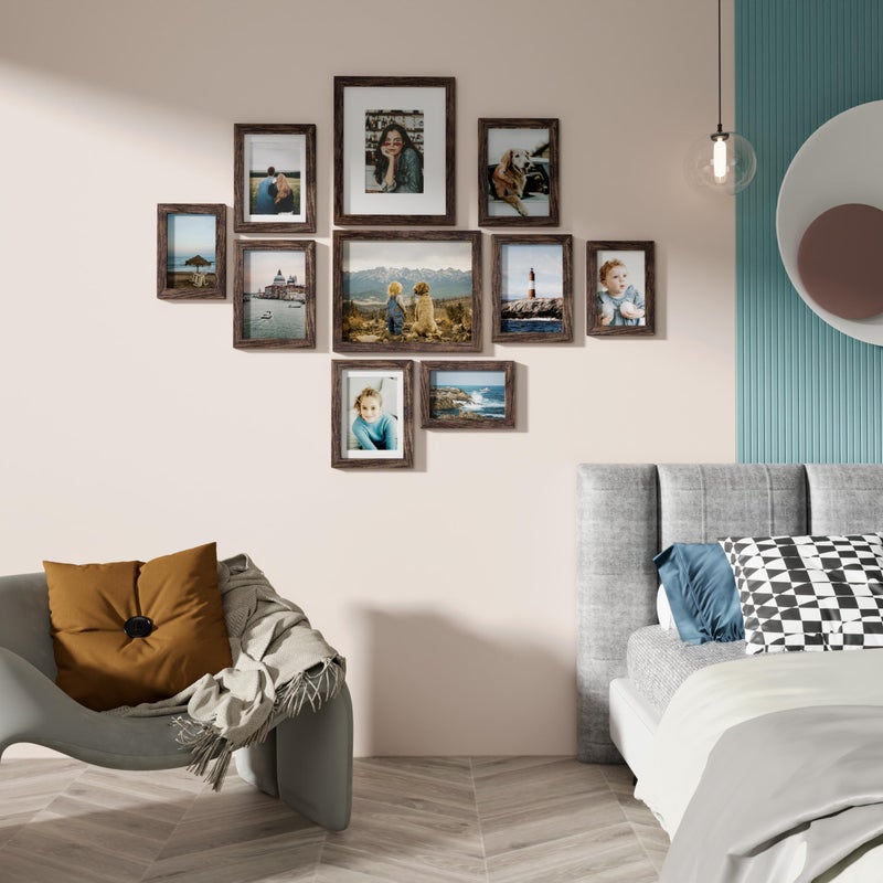 Vittanly 10 Pack Picture Frames Collage Wall Decor  Gallery Wall Frame Set for Wall or Tabletop Display  Multi Sizes with Two 8x10  Four 5x7  and Four 4x6 Photo Frames  Brown - Image 2