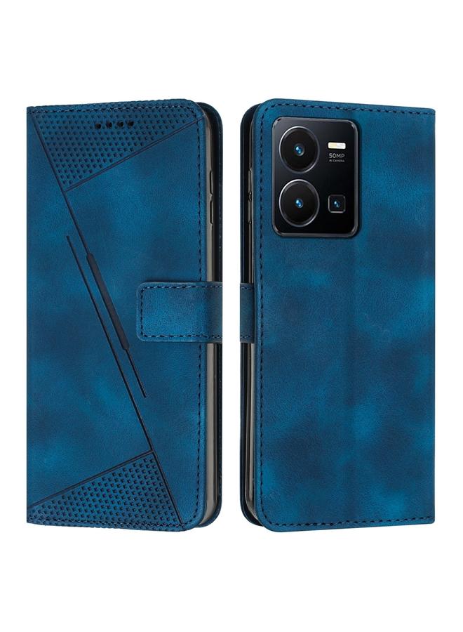 جراب جلدي لهاتف vivo Y22 / Y22s / Y35 4G 2022 Dream Triangle مع حزام (أزرق)