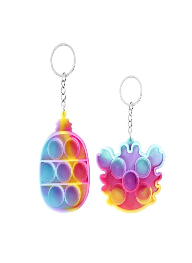 AASA Mini Pop Push It Toy Key Chain Silicone Squeeze Sensory Tools to Relieve Emotional Stress for Kids and Adults (Set of 2Pcs, Multicolor) - Image 1