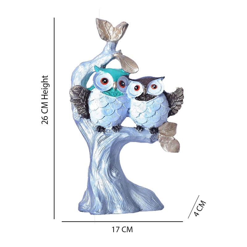 DEQUERA DEQUERA Handcrafted Owl Couple on Tree Showpiece Bird Statue for Home Dcor Living Room Bedroom Table Top Antique Garden Decoration Items 26 X 17 cm MultiSilver - Image 5