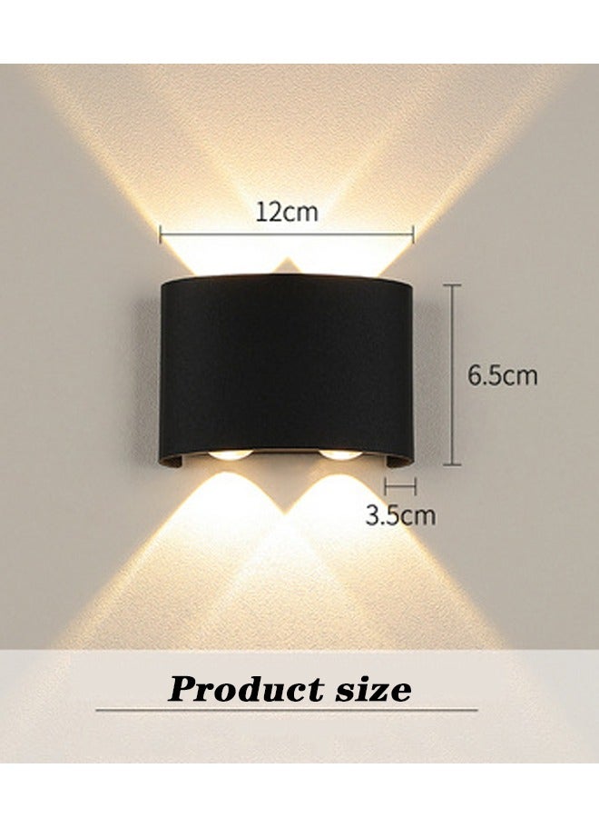 4W Wall Light Black LED Wall Light Modern Aluminum Waterproof Outdoor and Indoor Wall Lamp 3000K Warm Light Directional 4-Light Up and Down - Image 3
