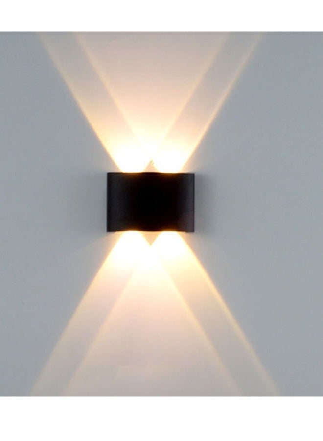 4W Wall Light Black LED Wall Light Modern Aluminum Waterproof Outdoor and Indoor Wall Lamp 3000K Warm Light Directional 4-Light Up and Down - Image 1