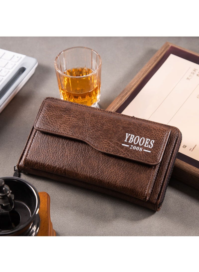 YBOOES Large Wallet Clutch Long Leather Phone Purse Business Hand Clutch Bag Card Holder Travel Wallet for Men Women Father Husband - Image 4